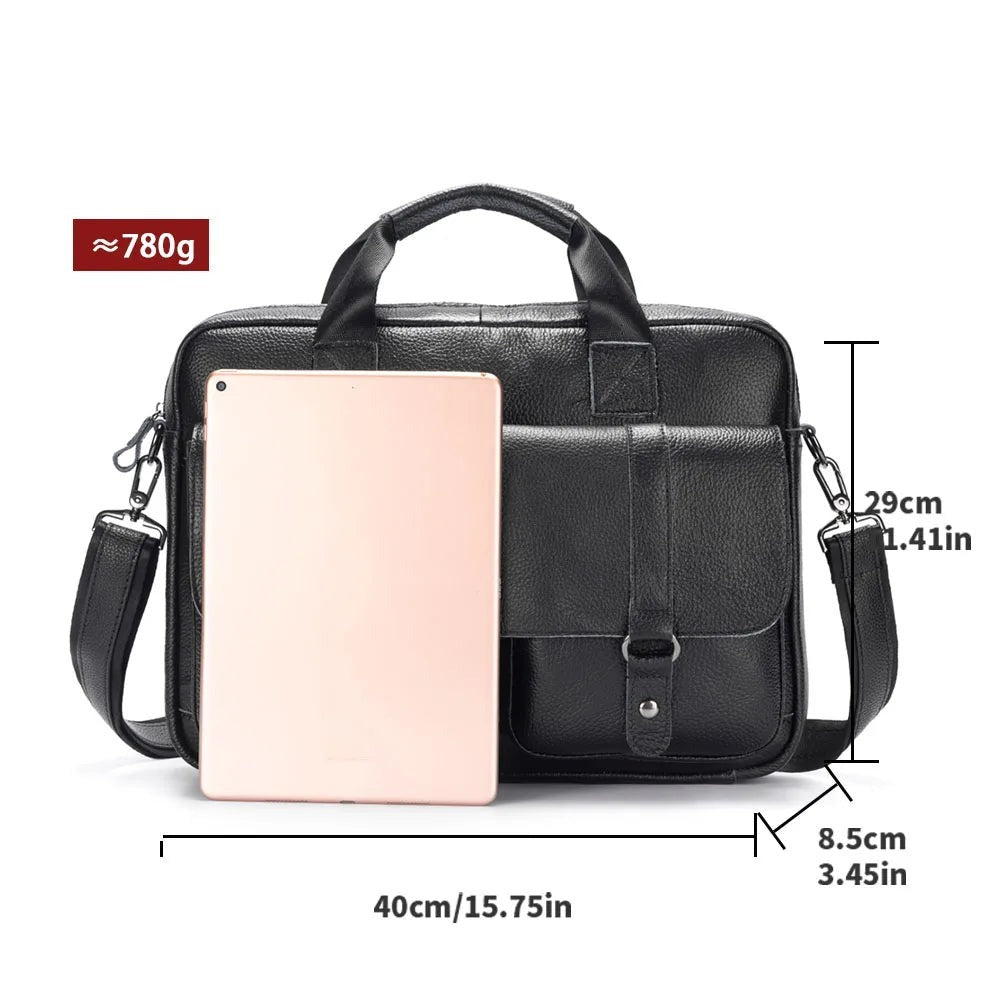Aktentasche Leder Herren – 15,7 Zoll Laptop & Umhängetasche