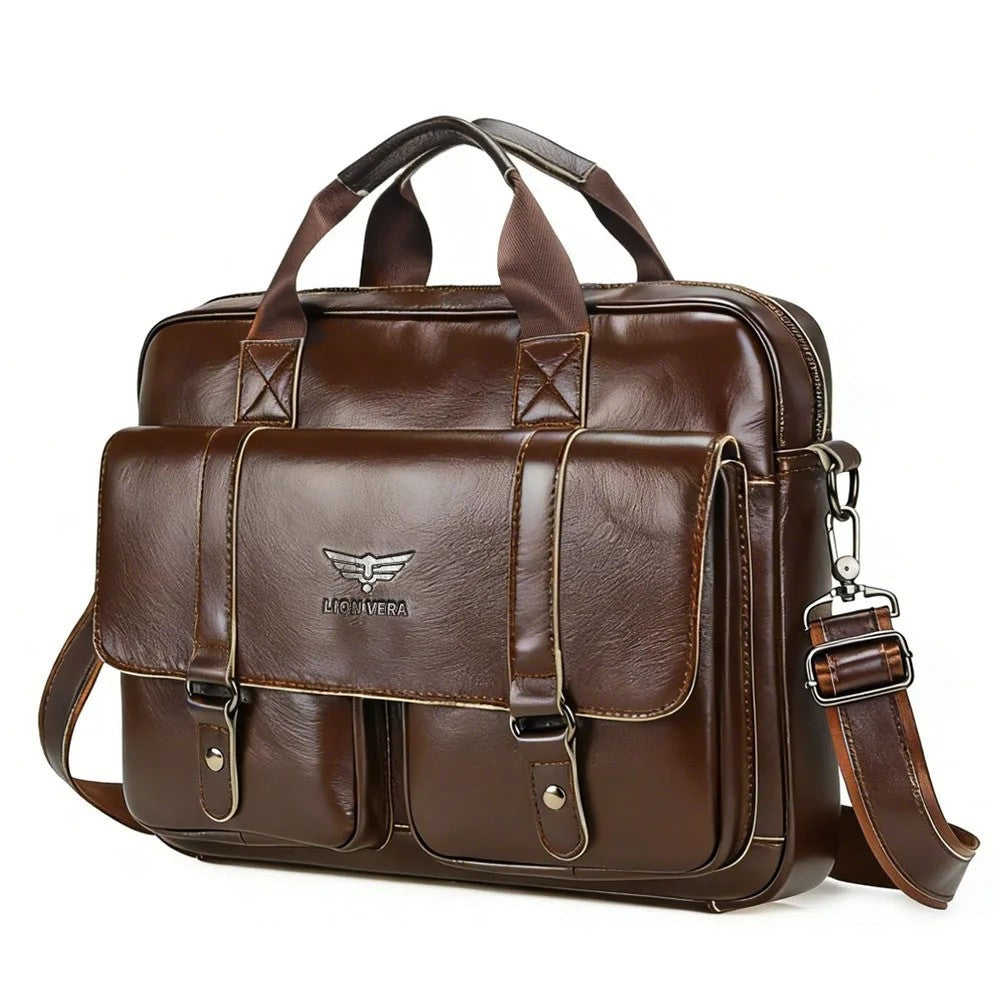 Aktentasche Leder Herren – 15,7 Zoll Lap – Braun