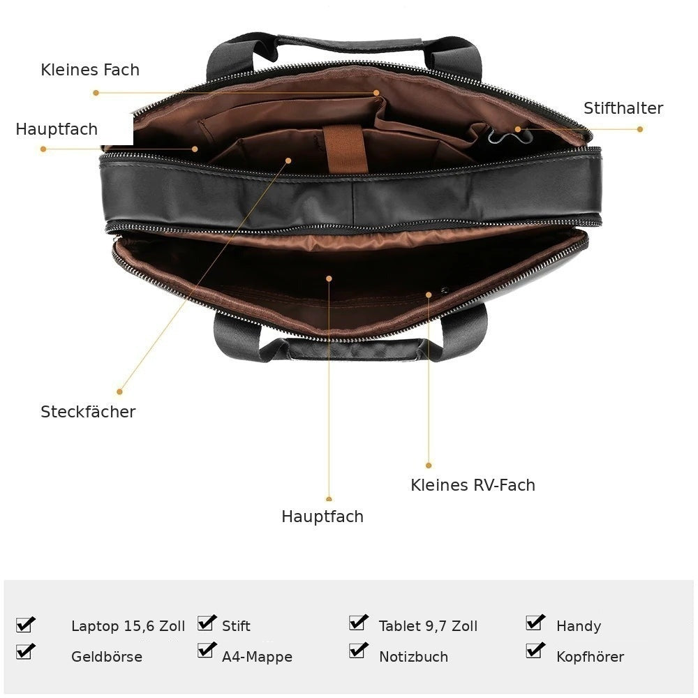 Leder-Aktentasche 15,6" – Business & Laptop