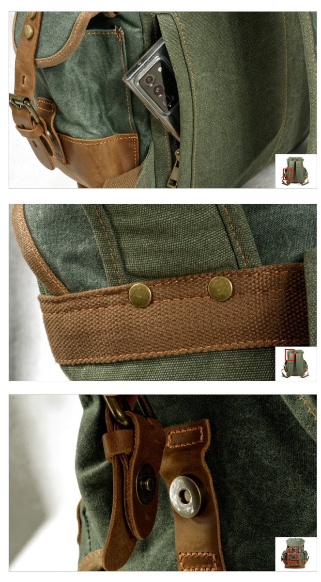 Vintage Rucksack Herren – Canvas Rucksack mit Lederdetails