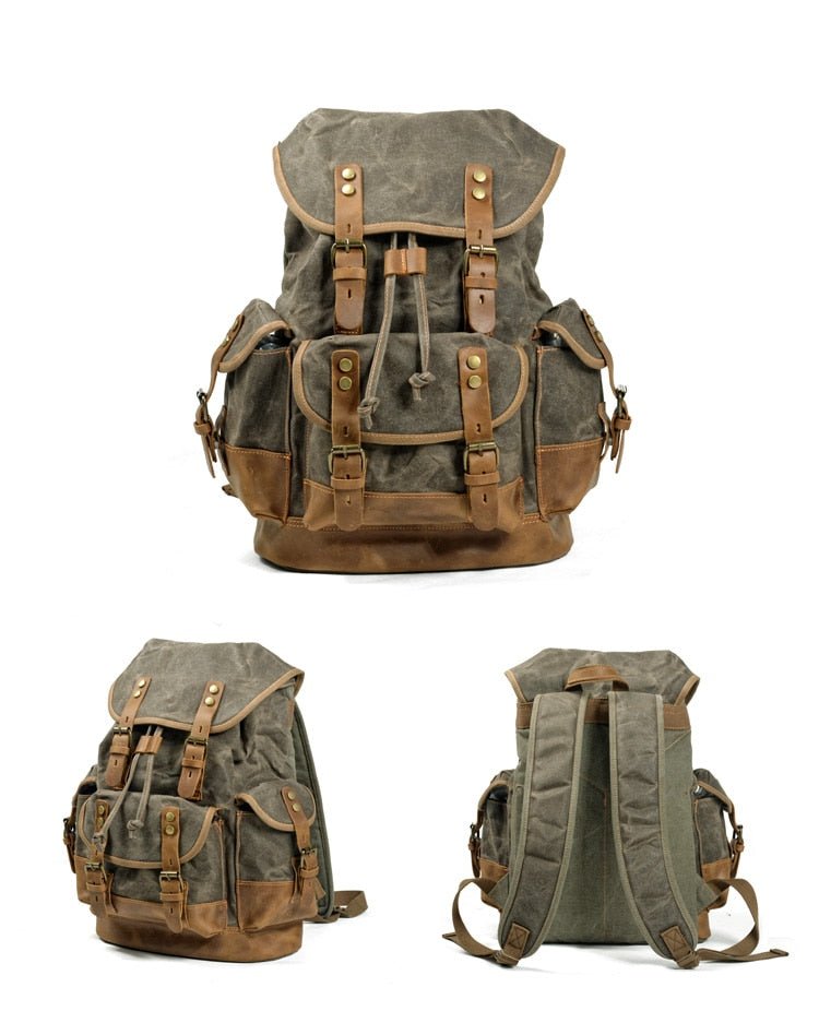 Vintage Rucksack Herren – Canvas Rucksack mit Lederdetails
