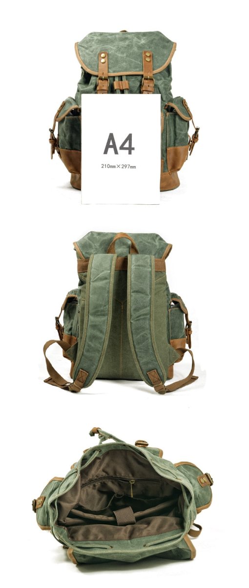 Vintage Rucksack Herren – Canvas Rucksack mit Lederdetails