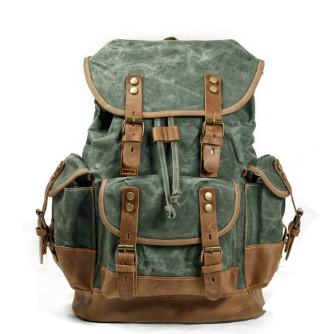 Vintage Rucksack Herren – Canvas Rucksack mit Lederdetails 20L