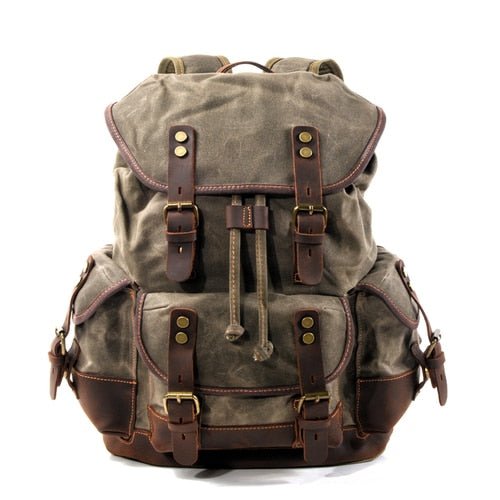 Vintage Rucksack Herren – Canvas Rucksack mit Lederdetails
