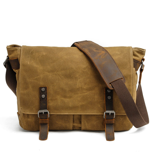 Vintage-Messenger aus gewachstem Canvas & Leder 12.5L, Magnetverschluss, gepolstertes Fach & smarte Fächer – leicht, robust, ideal für Alltag & Reisen.