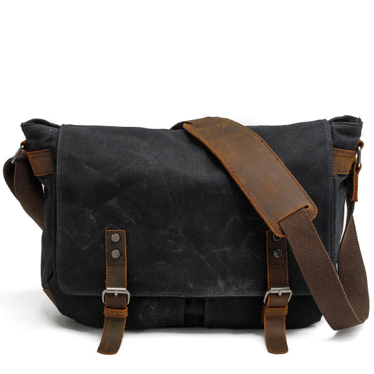 Vintage-Messenger aus gewachstem Canvas & Leder 12.5L, Magnetverschluss, gepolstertes Fach & smarte Fächer – leicht, robust, ideal für Alltag & Reisen.
