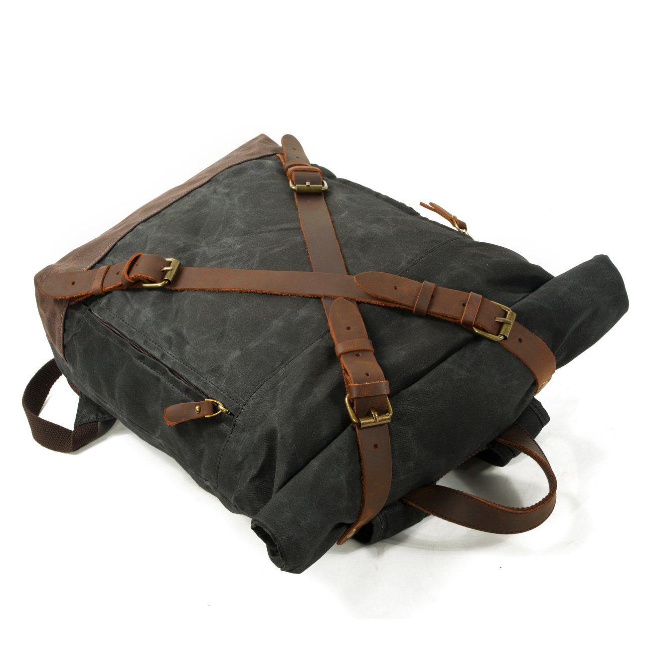 Vintage Rolltop Rucksack – Gewachstes Canvas & Lederdetails 20L
