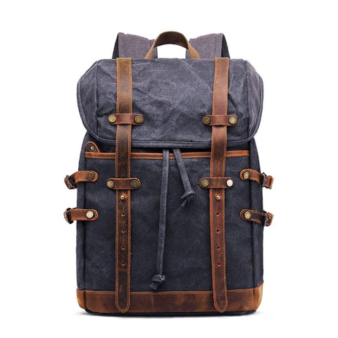 Vintage Style Backpack HAVIK 22L – Canvas Rucksack mit Leder