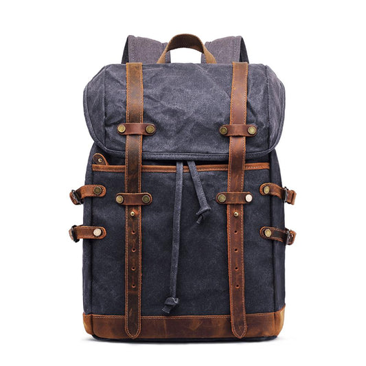 Vintage Style Backpack HAVIK 22L – Canvas Rucksack mit Leder