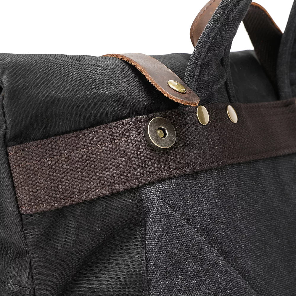 Vintage Rolltop Rucksack – Gewachstes Canvas & Lederdetails 20L