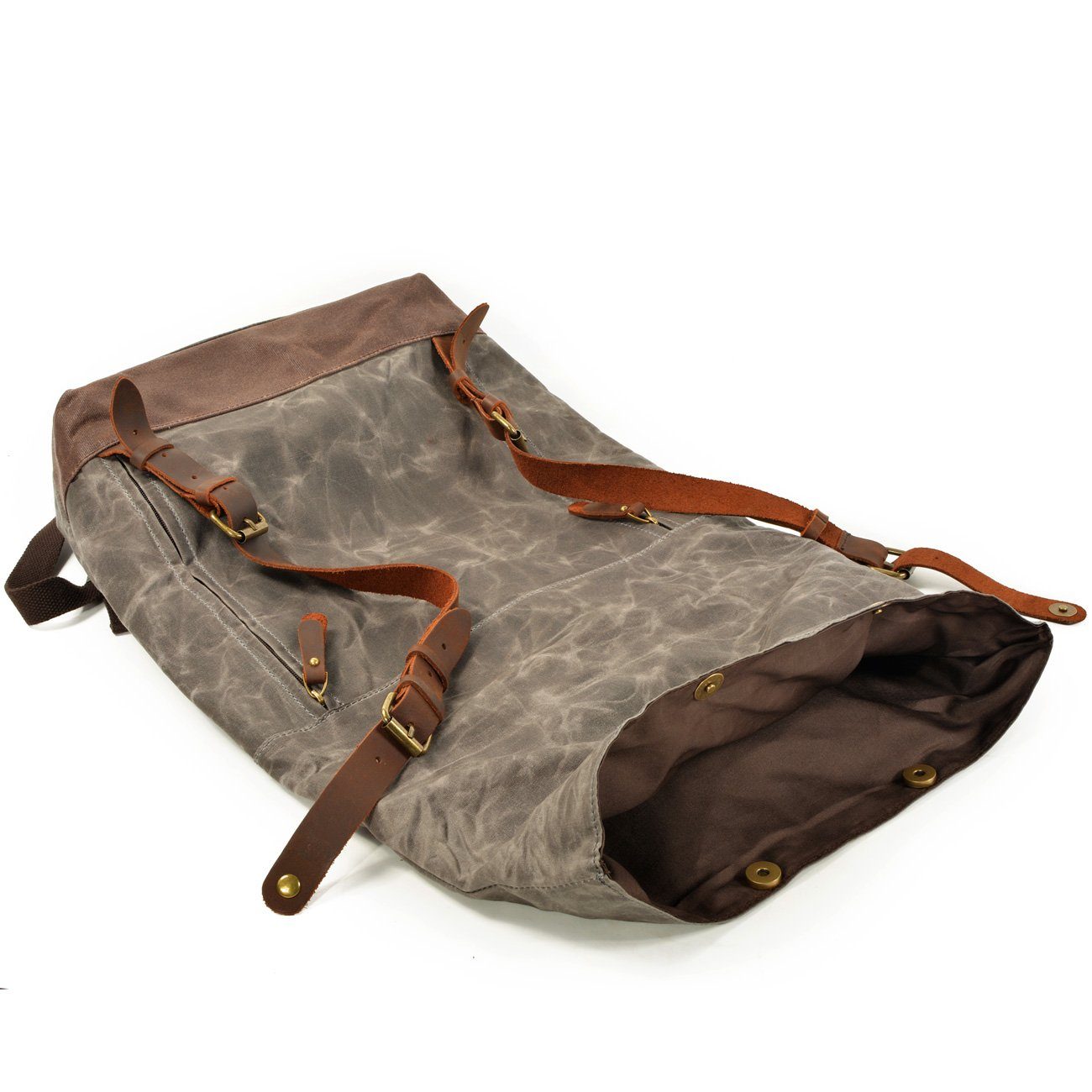 Vintage Rolltop Rucksack – Gewachstes Canvas & Lederdetails 20L