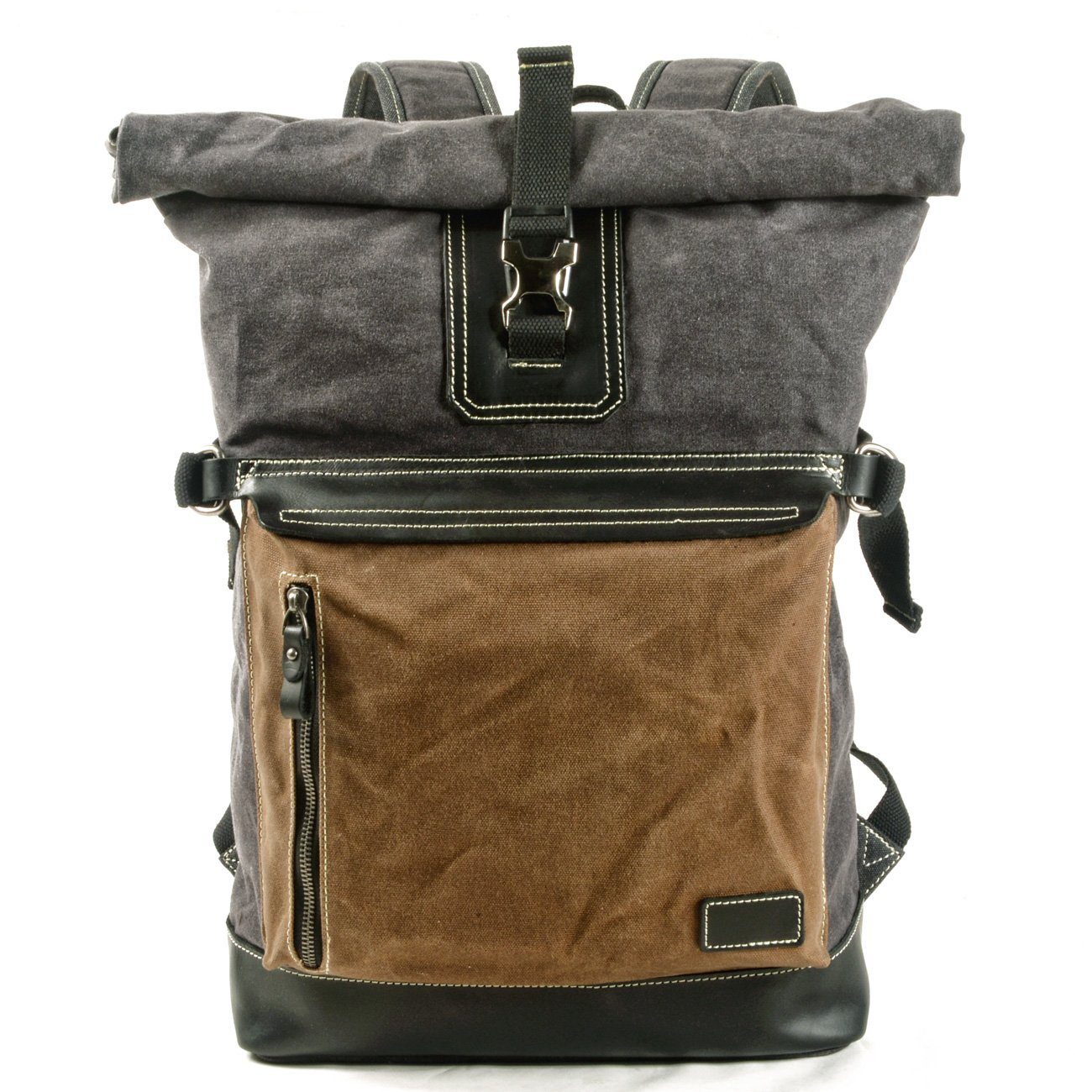 College Rucksack 17L aus Canvas & Leder – Vintage Schulrucksack LINDHOLM