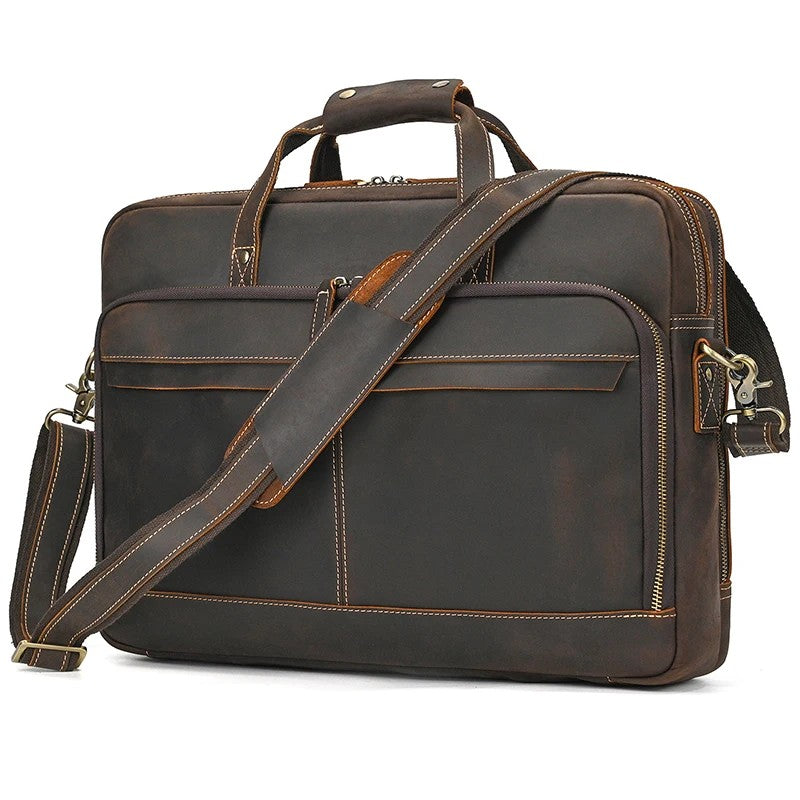Aktentasche Leder Herren mit Laptopfach  – Dunkelbraun