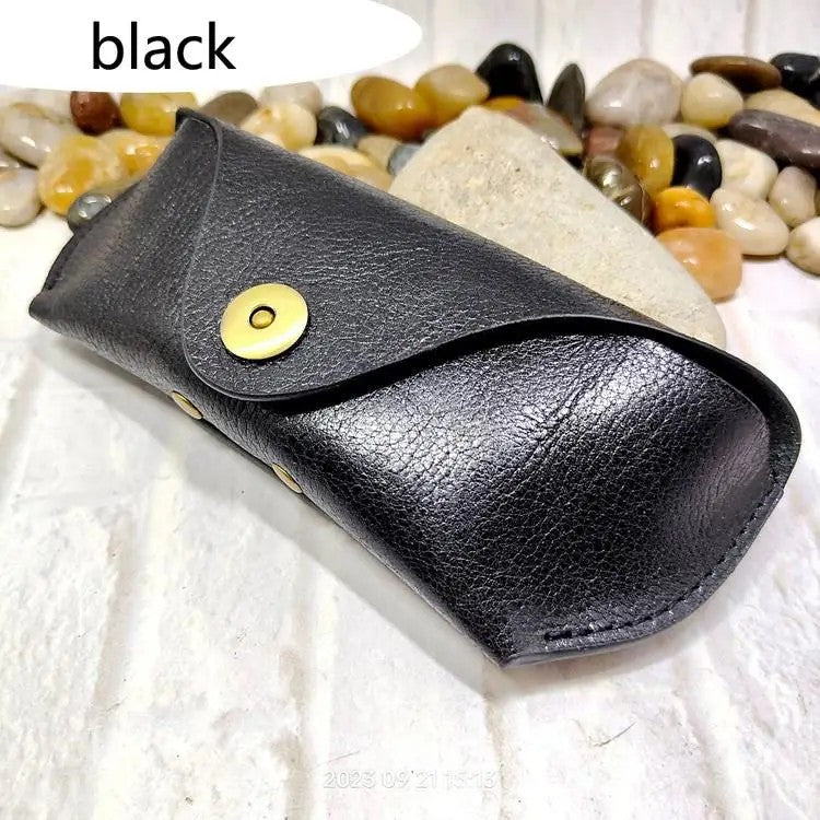Gürteltasche mit Brillenetui aus Echtled – Schwarz