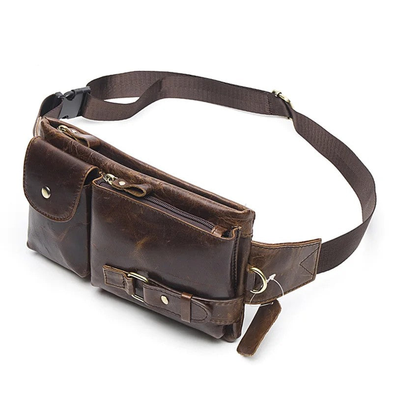 Leder-Gürteltasche Herren – kompakt & re – Braun