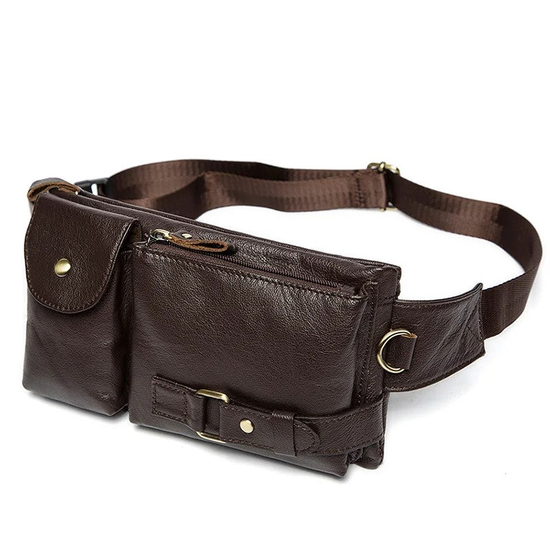 Leder-Gürteltasche Herren – kompakt & re – Dunkelbraun