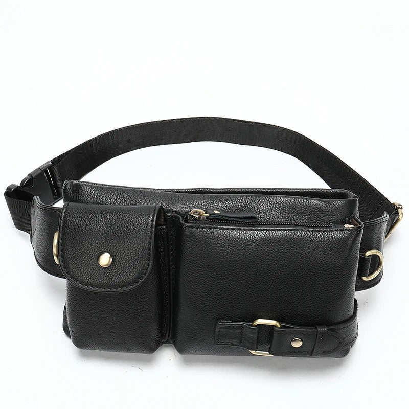 Leder-Gürteltasche Herren – kompakt & re – Schwarz