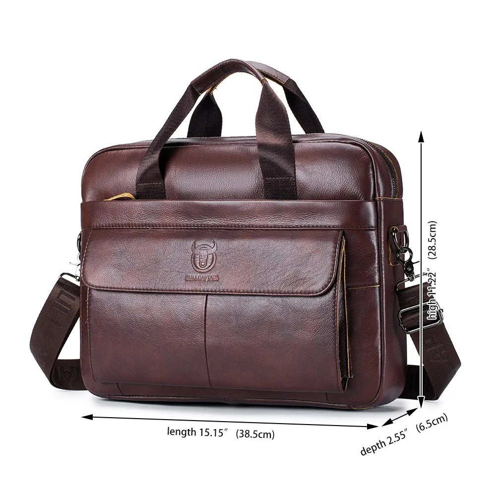 BULLCAPTAIN Aktentasche Leder – Laptop 1 – Dunkelbraun