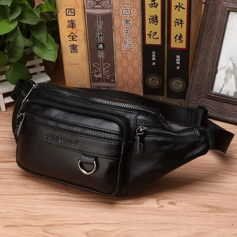 Leder-Gürteltasche Herren – Bauchtasche  – Schwarz