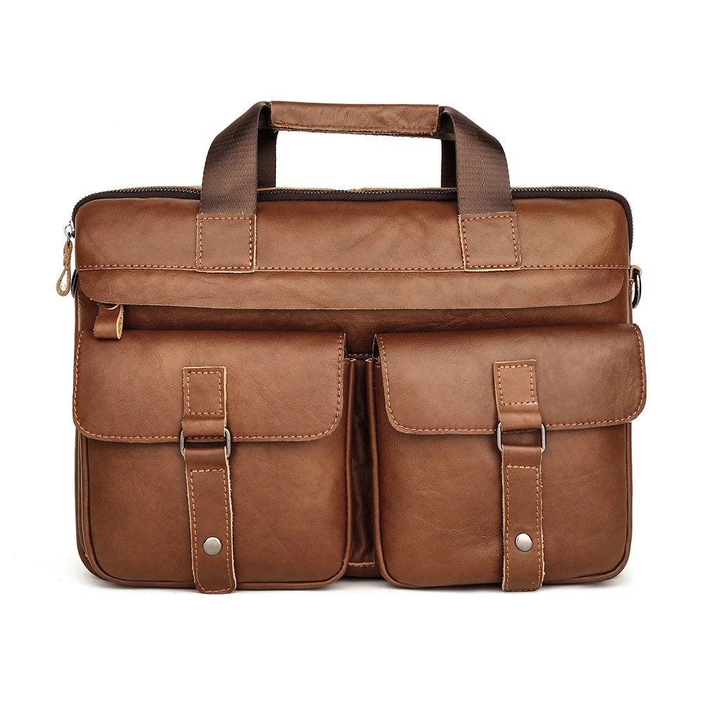Leder-Aktentasche 15,6" – Business & Lap – Braun