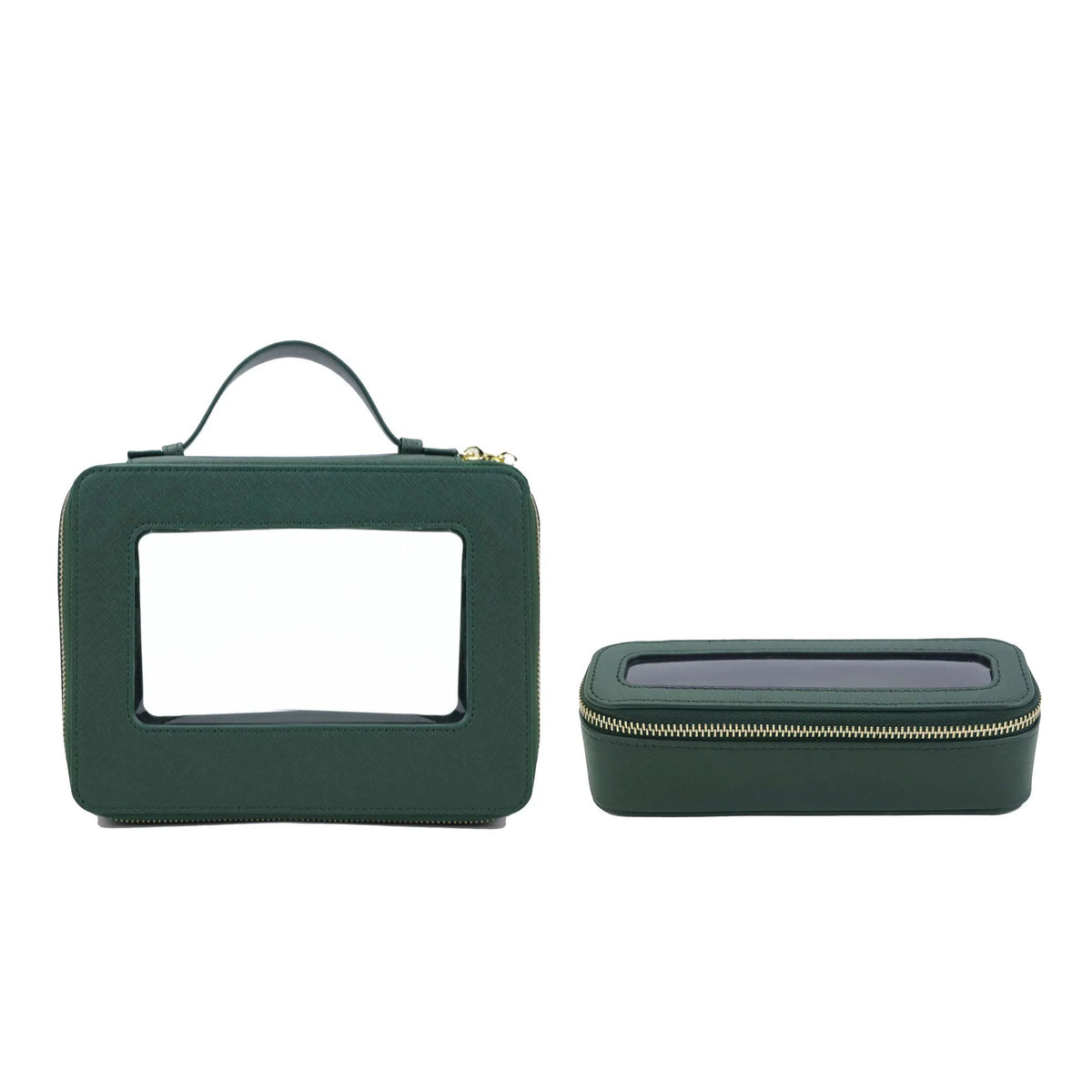 Kulturtasche Set Echtleder – Saffiano-Pr – Grün