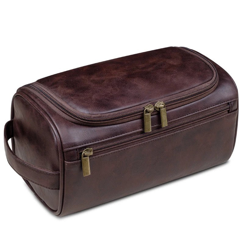 Kulturtasche Leder zum Aufhängen – groß  – Dunkelbraun