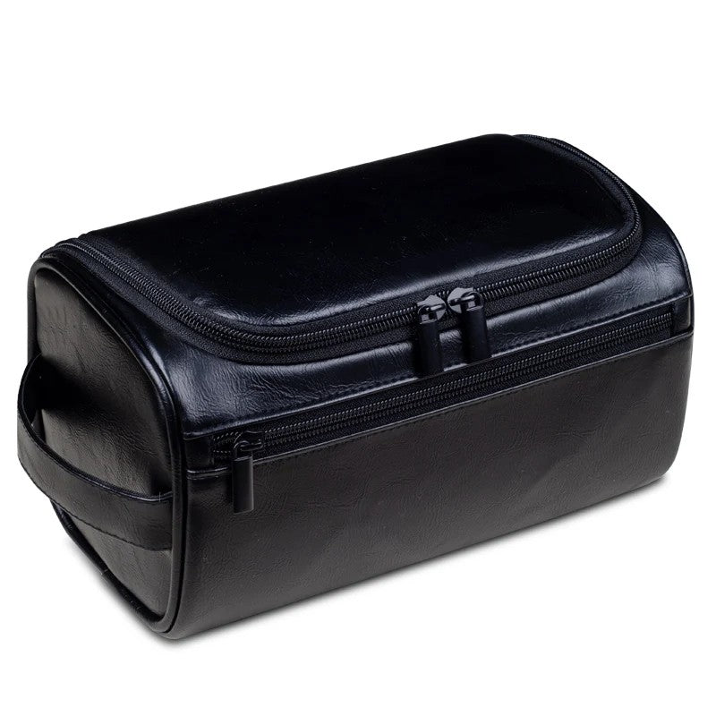 Kulturtasche Leder zum Aufhängen – groß  – Schwarz