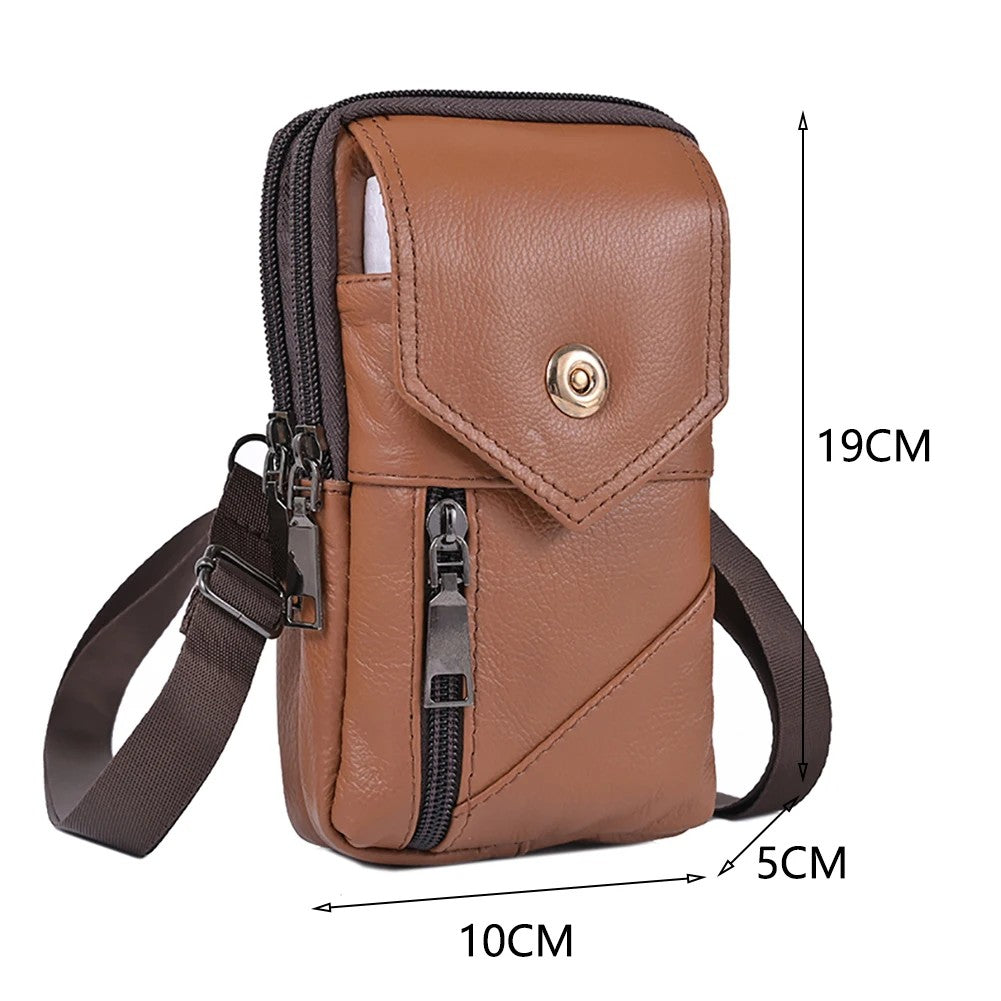 Leder-Gürteltasche Herren – Vintage Rind – Hellbraun