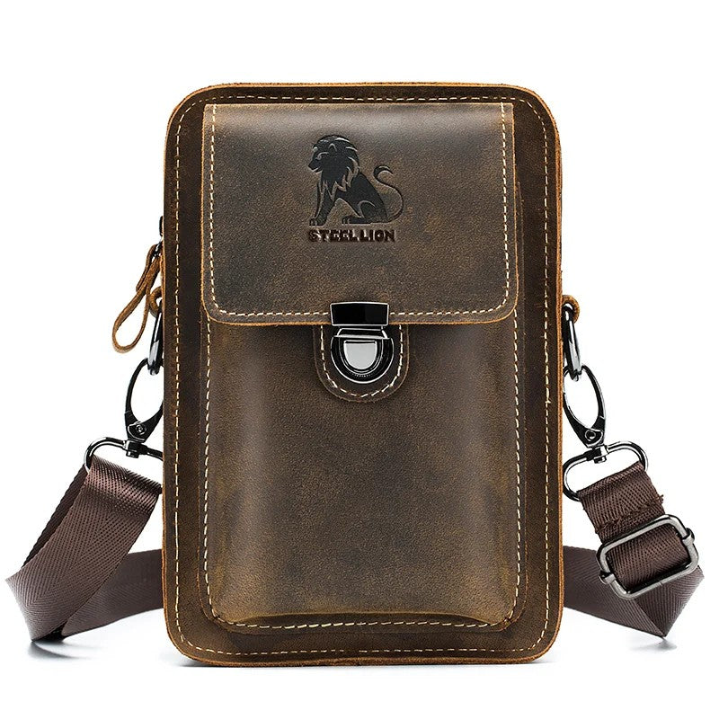 Leder-Gürteltasche Crazy Horse – Handy & – Braun