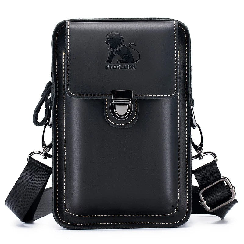 Leder-Gürteltasche Crazy Horse – Handy & – Schwarz