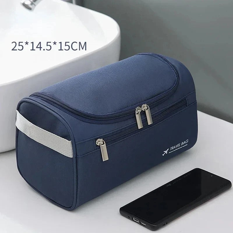 Kulturtasche Leder mit Haken – Hängend f – Blau
