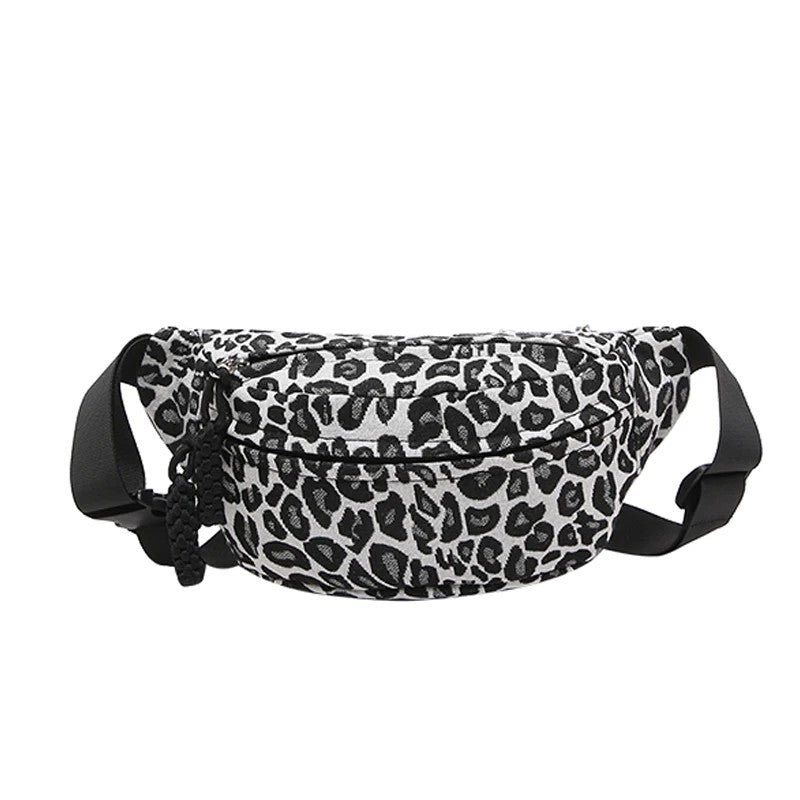 Gürteltasche Damen Leopard Canvas – modi – Schwarz