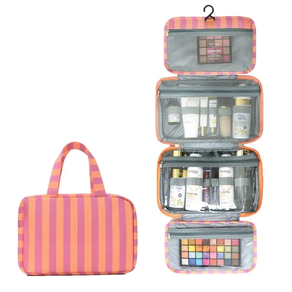Kulturtasche zum Aufhängen – 4 Fächer mi – Orange