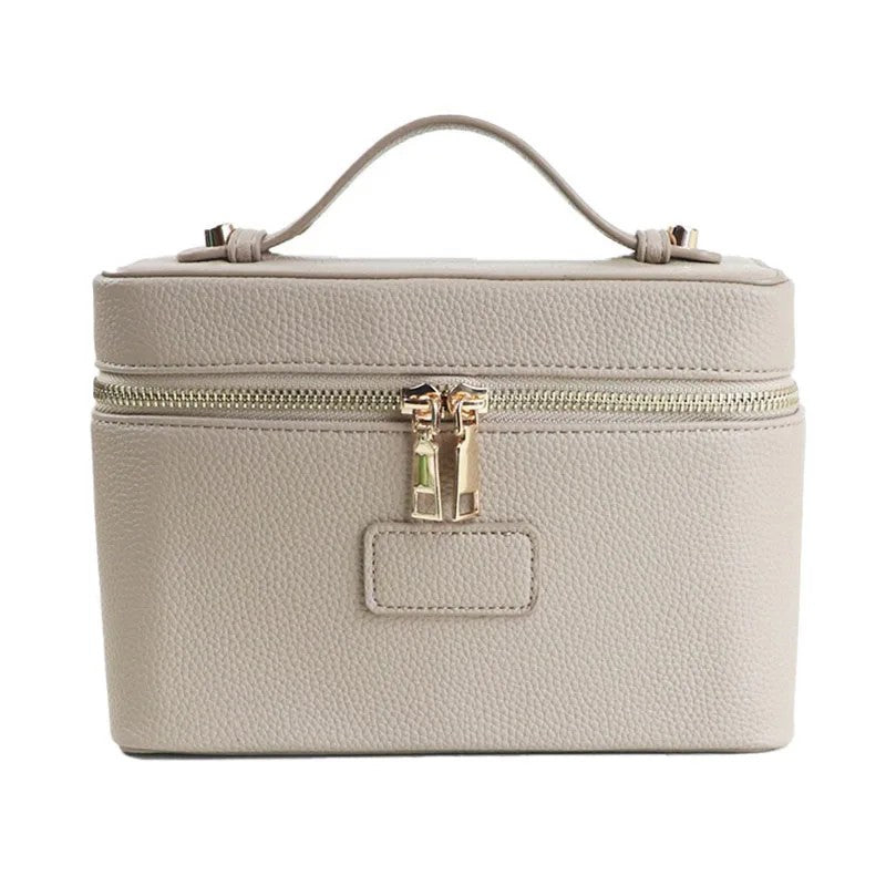 Kulturtasche zum Aufhängen – Krokodilprä – Beige