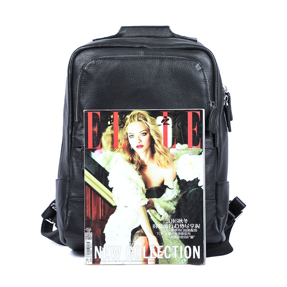 Schwarzer Leder Rucksack 16L Nocteris – Urban Backpack aus Echtleder