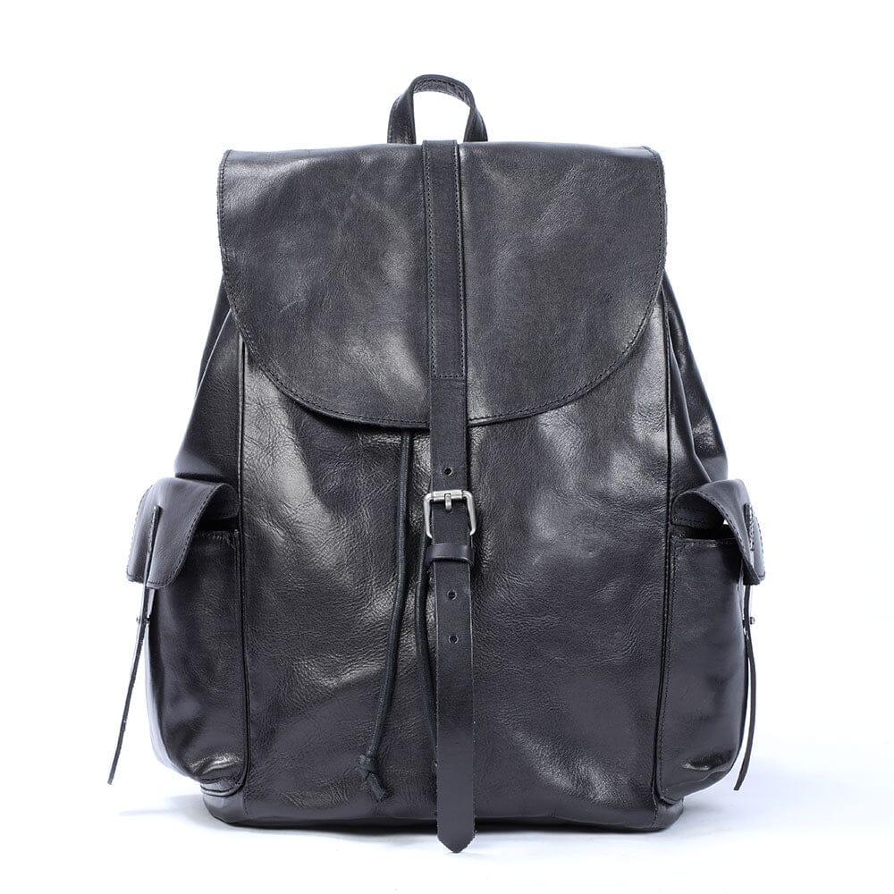 Kleiner schwarzer Leder Rucksack 12L Velaro – Vintage Daypack