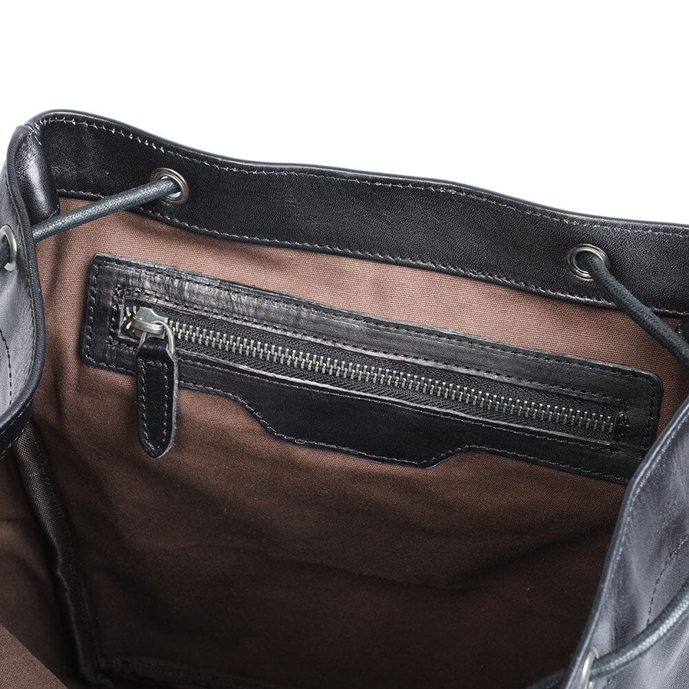 Kleiner schwarzer Leder Rucksack 12L Velaro – Vintage Daypack