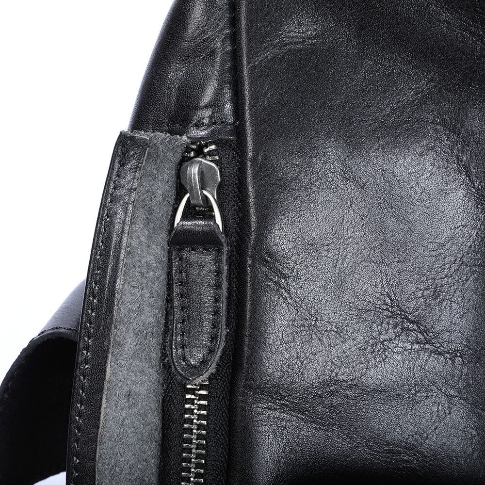 Kleiner schwarzer Leder Rucksack 12L Velaro – Vintage Daypack
