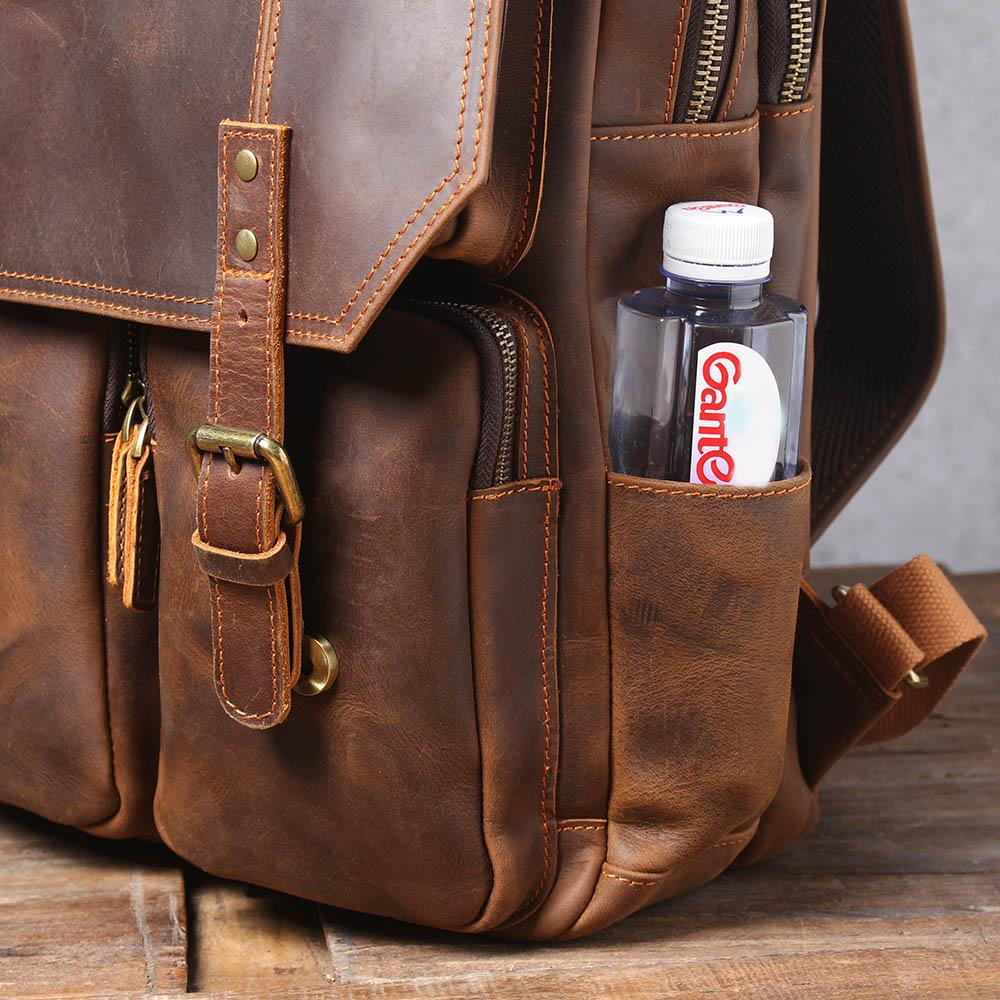 Brown Leather Rucksack BJORVIK 18L – Vintage Lederrucksack Unisex