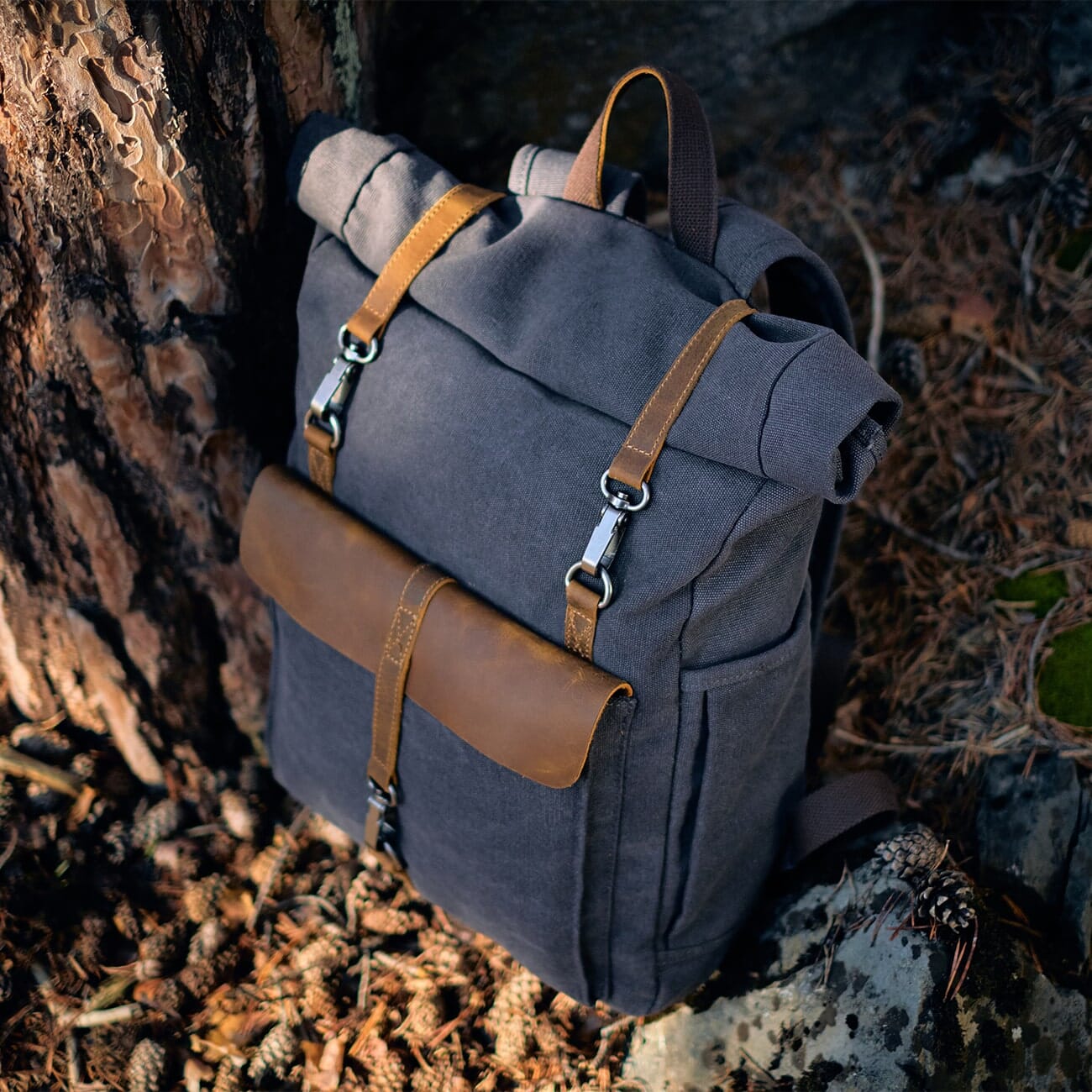 Canvas Tasche Vintage AMSTERDAM – Retro Rucksack mit Laptopfach