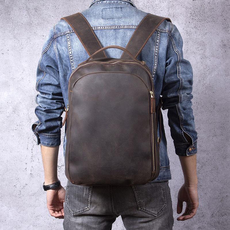 Leder Rucksack Braun 22L Cordavo – Minimalistischer Vintage Rucksack