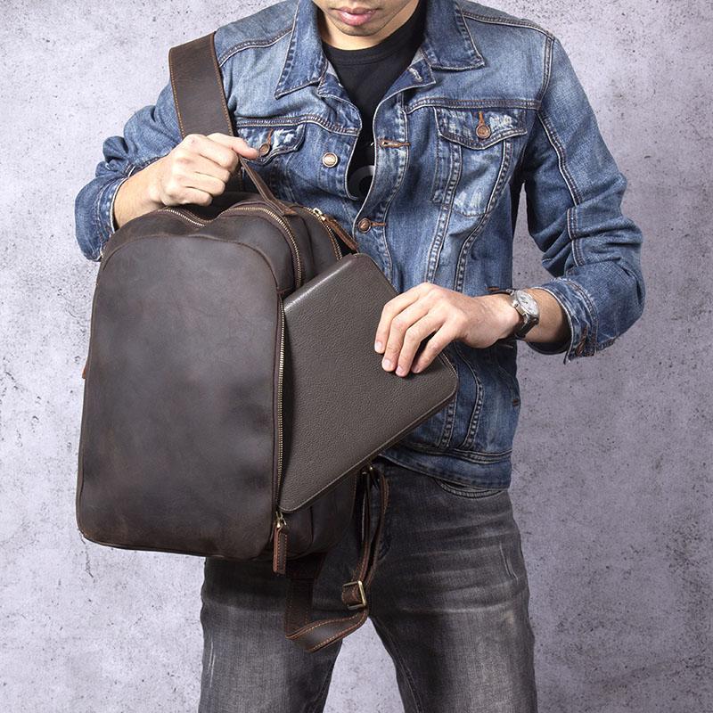 Leder Rucksack Braun 22L Cordavo – Minimalistischer Vintage Rucksack