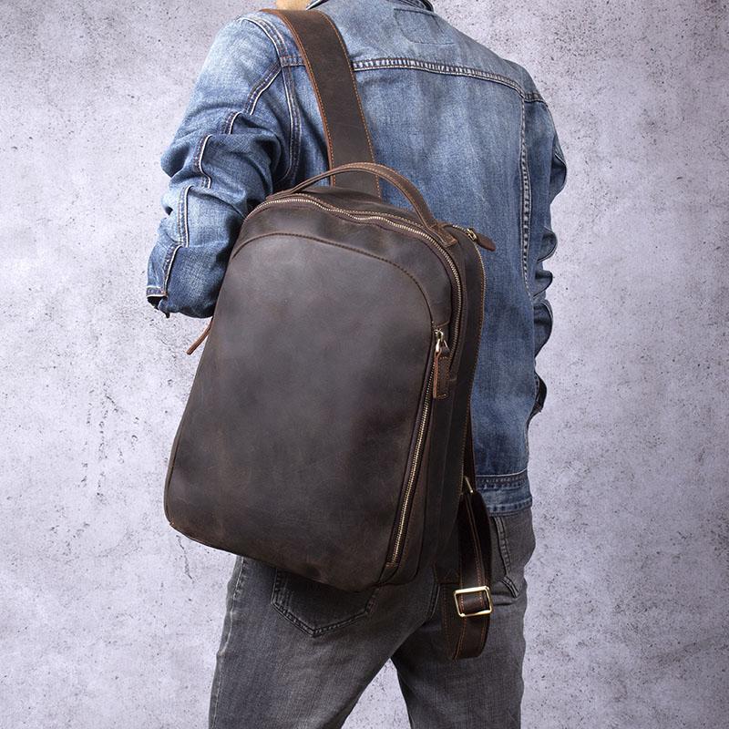 Leder Rucksack Braun 22L Cordavo – Minimalistischer Vintage Rucksack