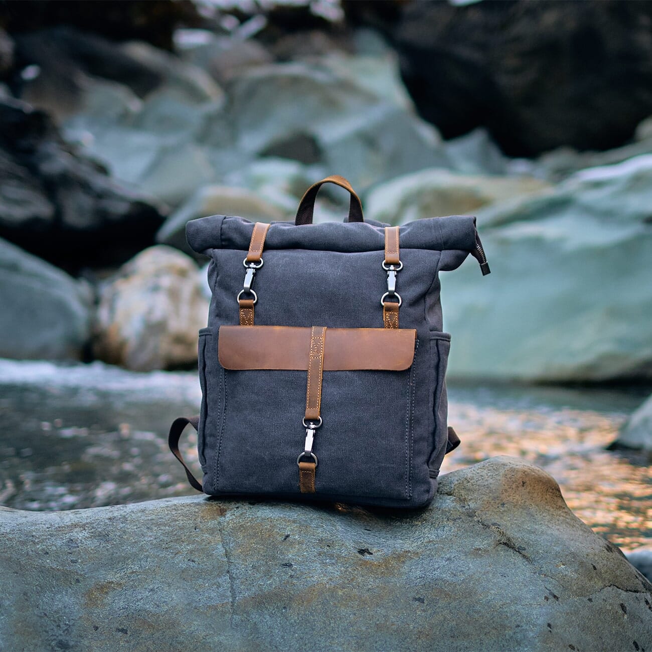 Canvas Tasche Vintage AMSTERDAM – Retro Rucksack mit Laptopfach