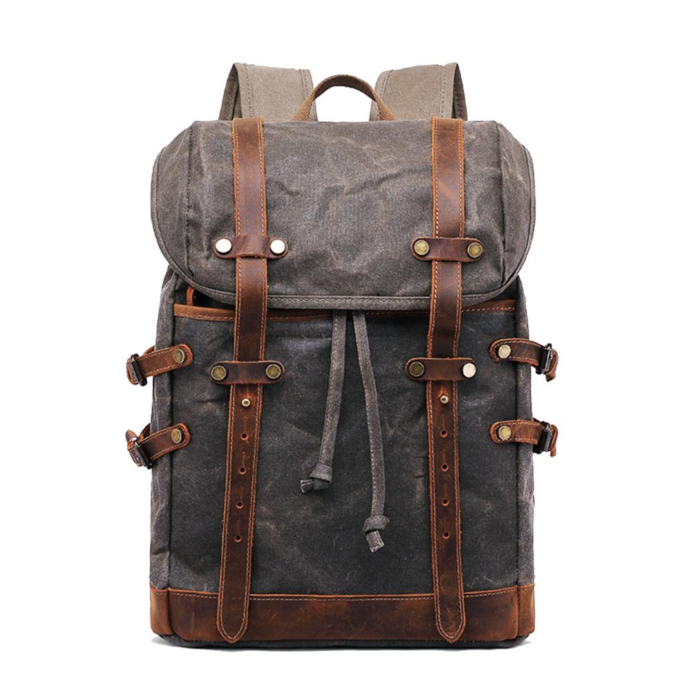 Vintage Style Backpack HAVIK 22L – Canvas Rucksack mit Leder