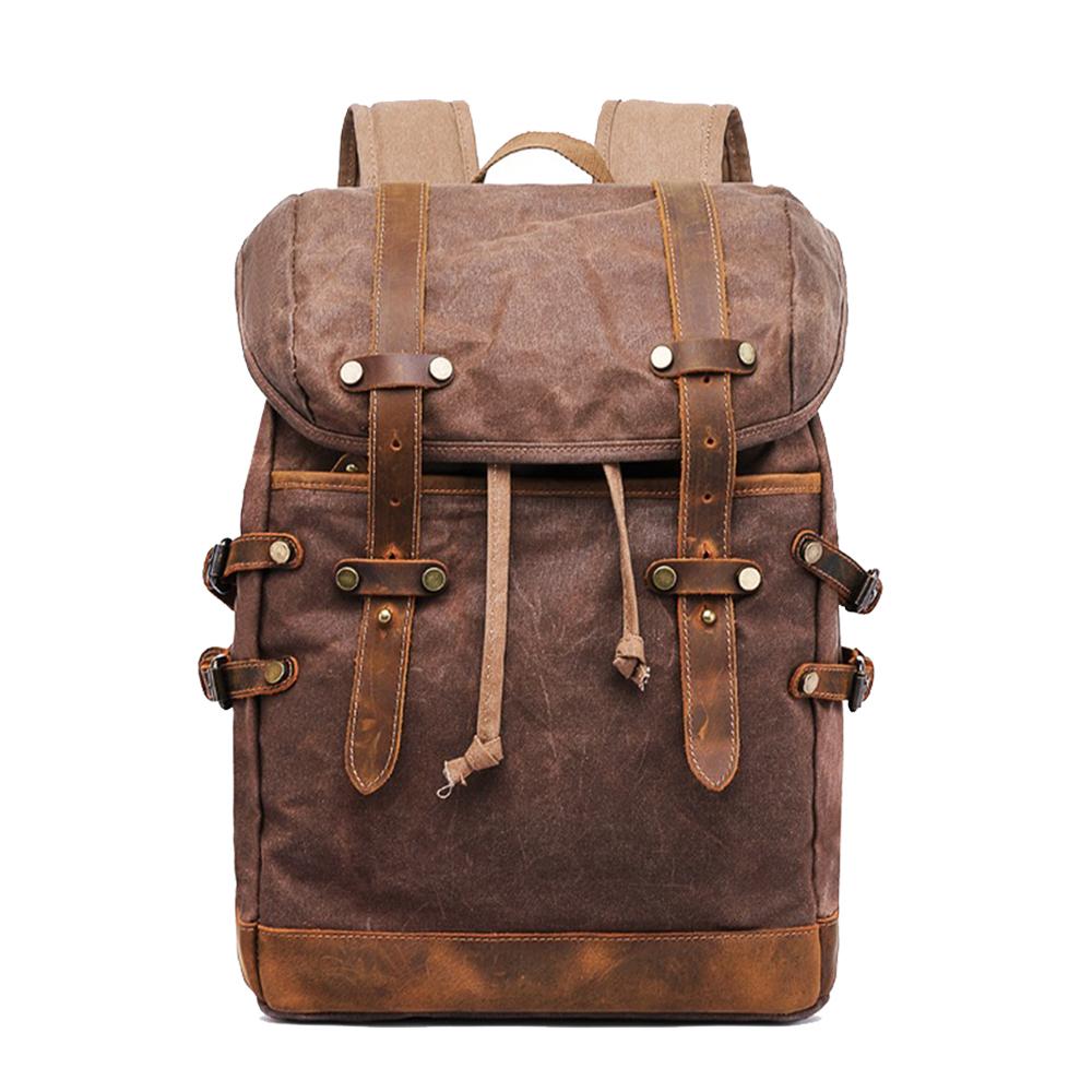 Vintage Style Backpack HAVIK 22L – Canvas Rucksack mit Leder