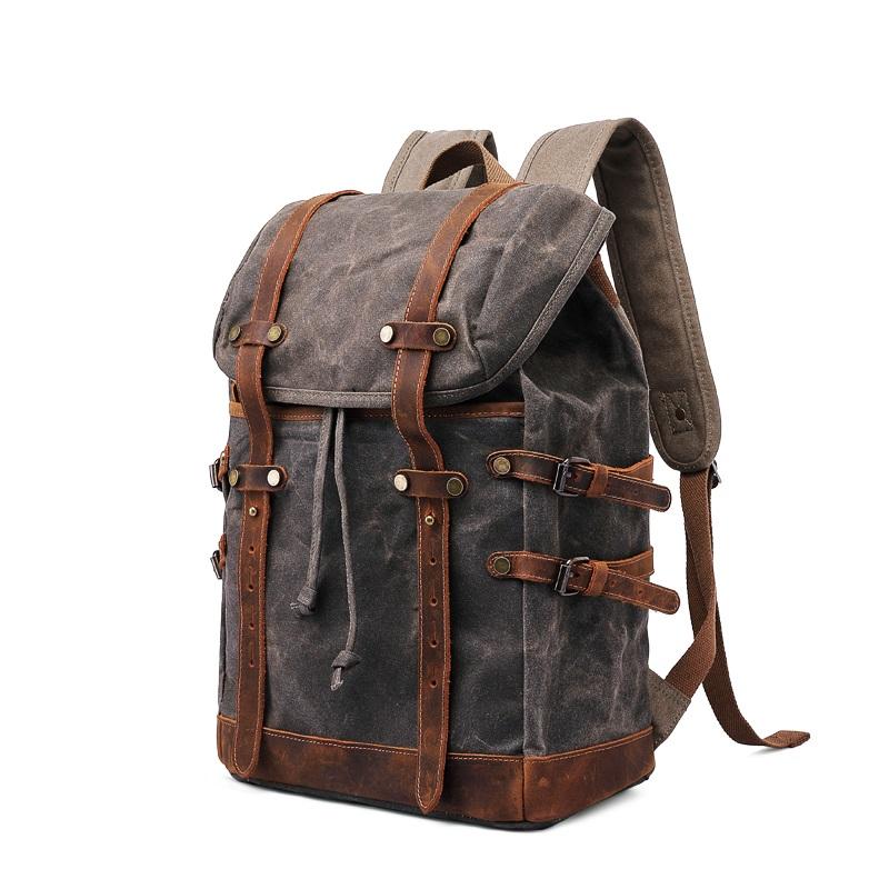 Vintage Style Backpack HAVIK 22L – Canvas Rucksack mit Leder