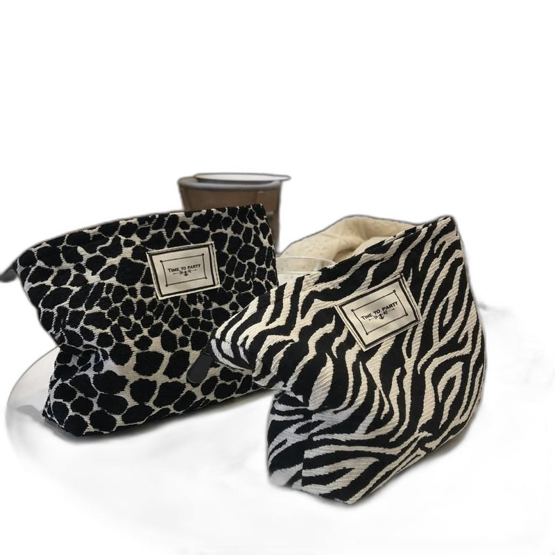 Kulturtasche Damen Leopard Canvas – Wasserdicht & 