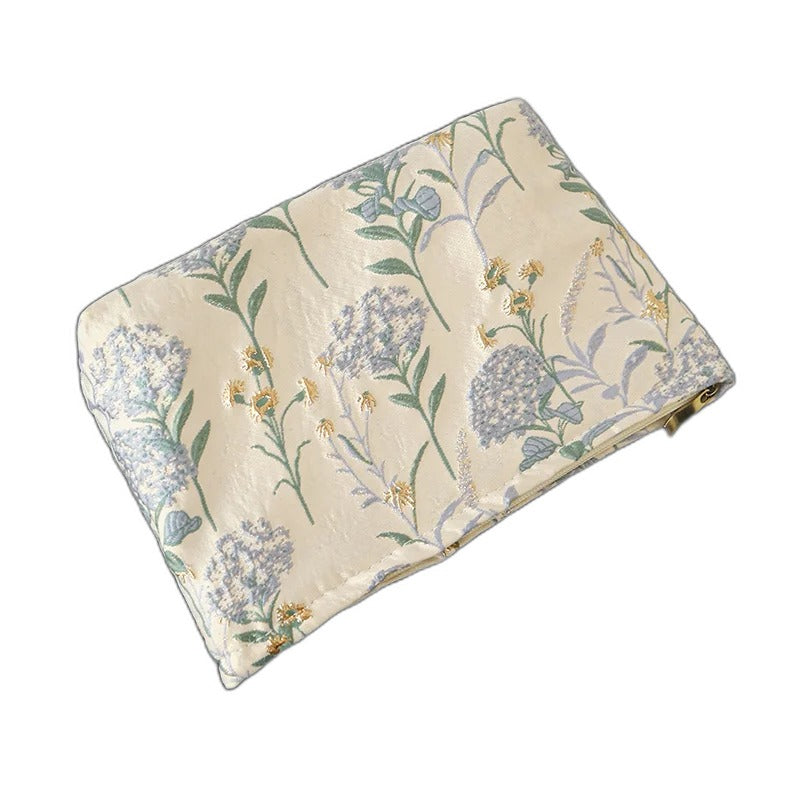 Kosmetiktasche Canvas – Blumenmuster blau