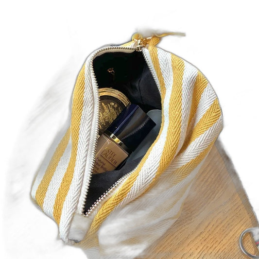 Kulturtasche mit Streifen & Quaste – Canvas Kosmet